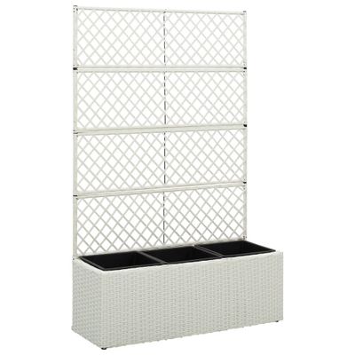 vidaXL Vyvýšený záhon s 3 kvetináčmi 83x30x130 cm polyratanový biely