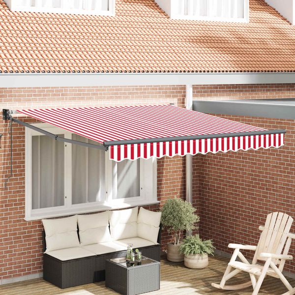 vidaXL Markíza Červená a Biela 350 x 250 cm Polyester a kov