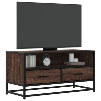 vidaXL TV skrinka hnedý dub 80x34,5x40 cm kompozitné drevo a kov