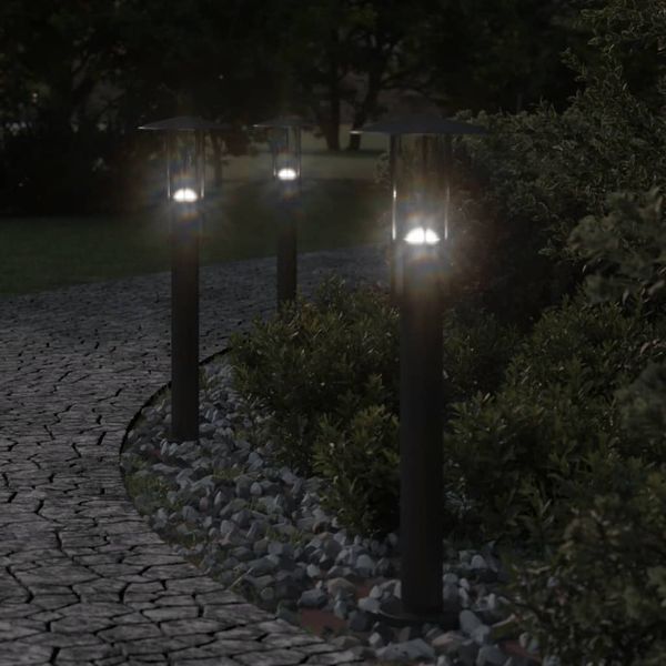 vidaXL Vonkajšie stojace lampy 3 ks čierne 60 cm nehrdzavejúca oceľ