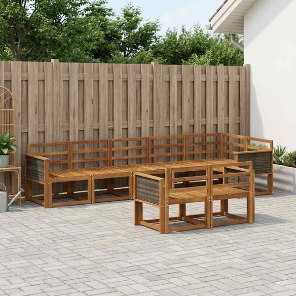 vidaXL Záhradná súprava gaučov 8 pcs Prírodná Pevné akáciové drevo
