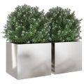vidaXL Kvetináče 2 ks strieborné 32x43x29 cm nehrdzavejúca oceľ