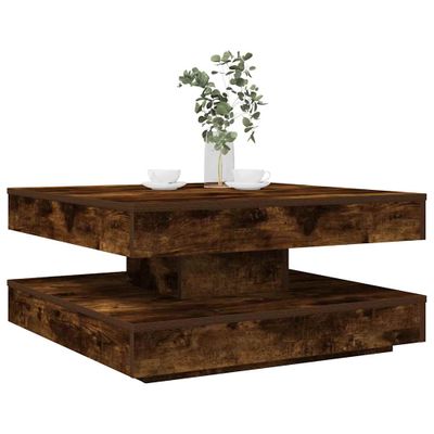 VidaXL Konferenčný stolík otočný o 360 stupňov tmavý dub 70x70x34,5 cm