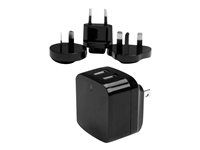 2 Port - Black - Universal Travel Adapter - International Power Adapter - USB Charger (USB2PACBK) - Sieťový adaptér - 17 Watt - 3.4 A - 2 výstupné konektory (USB) - čierna - pre P/N: USBLT1MWS, USBLT2MBR, USBLT2MW, USBLT30CMW, USBLTM1MBK, USBLTM1MWH, VID2VGATV3