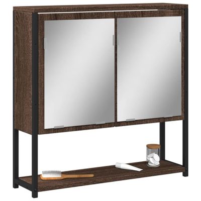 vidaXL Kúpeľňová skrinka so zrkadlom hnedý dub 60x16x60cm komp. drevo