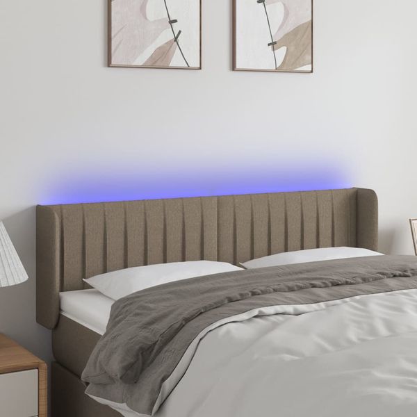 vidaXL Čelo postele s LED sivohnedé 147x16x78/88 cm látka