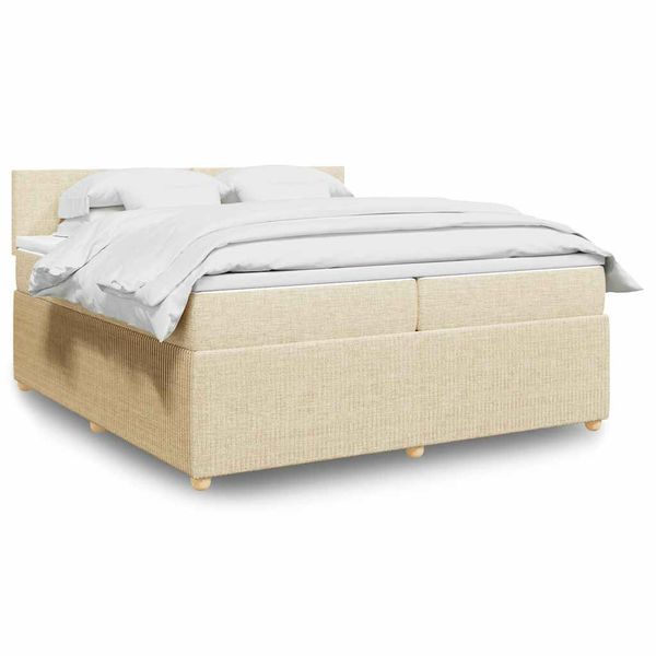 vidaXL Boxspring posteľ s matracom krémová 200x200 cm látka
