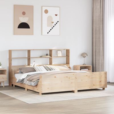 vidaXL Posteľ s knižnicou bez matraca 200x200 cm masívne drevo