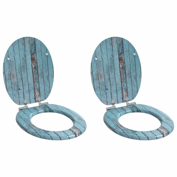vidaXL Sedenie na toaletu s tichým zatváraním 2 pcs Modrá 44 x 38 cm