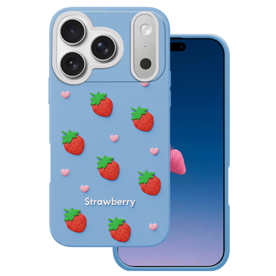 Obal Strawberry pre iPhone 17 Pro 6,3" / 18 Pro 6,3" modrý