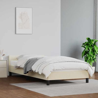 vidaXL Posteľný rám s čelom bez matraca krémový 100x200 cm