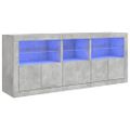 vidaXL Komoda s LED svetlami betónovo-sivá 162x37x67 cm