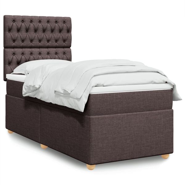 vidaXL Boxspring posteľ s matracom tmavohnedá 90x190 cm látka