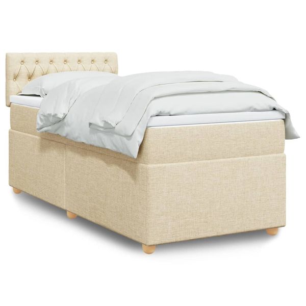 vidaXL Boxspring posteľ s matracom krémová 100x200 cm látka