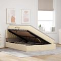vidaXL Postel s úložným prostorem a matrací Krémová 140 x 190 cm Zamat