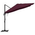 vidaXL Slnečník 351 x 250 x 260 cm Polyester a hliník Bordeaux červená