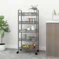 vidaXL Kuchynský vozík s 5 poschodiami sivý 46x26x105 cm železný