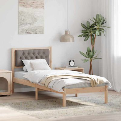 vidaXL Rám postele Sivohnedá 90 x 190 cm Masívne borovicové drevo