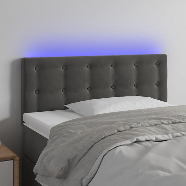 vidaXL Čelo postele s LED tmavosivé 80x5x78/88 cm zamat