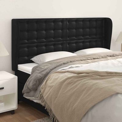vidaXL Čelo postele so záhybmi čierne 183x23x118/128 cm umelá koža