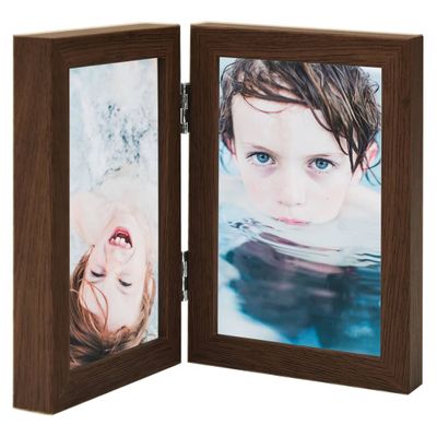 vidaXL Dvojitý fotorámik kolážový tmavohnedý 2x(21x29,7 cm)