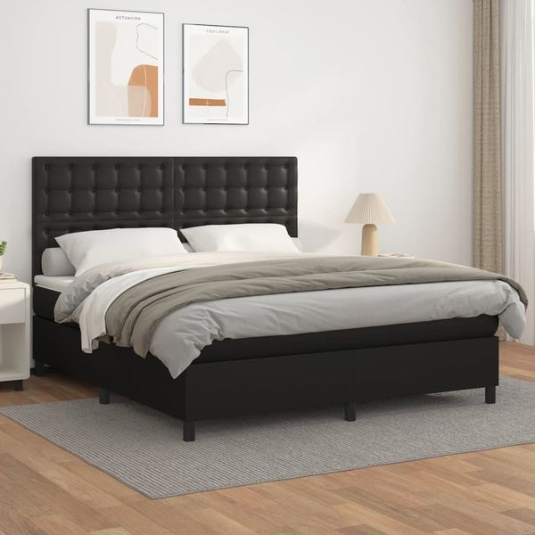 vidaXL Boxspring posteľ s matracom čierna 160x200 cm umelá koža