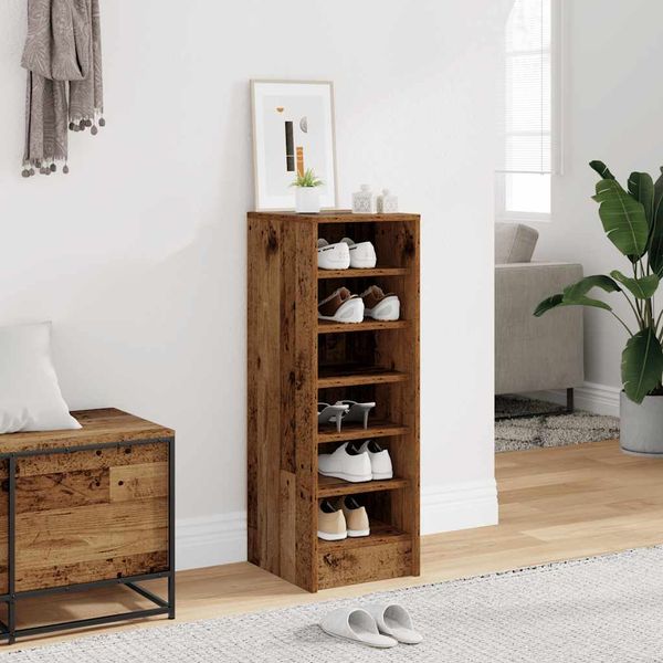 VidaXL Skrinka na topánky Old Wood 32x35x92 cm Engineered Wood