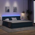 vidaXL LED úložná posteľ s matracom Tmavomodrá 200 x 200 cm Zamat