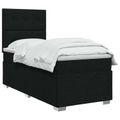 vidaXL LED boxspring posteľ s matracom Čierna 90 x 190 cm Látka