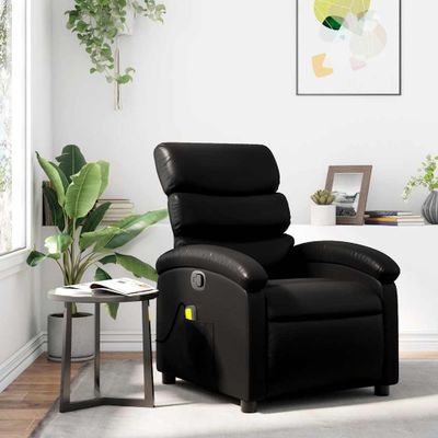 vidaXL Masážne kreslo s polohovacím mechanizmom, čierne, umelá koža