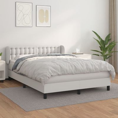vidaXL Boxspring posteľ s matracom biela 140x200 cm umelá koža