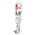 Prodlužovací kabel EMOS P0311 / 1,5 m / 3 zásuvky / biely / PVC / 1 mm2