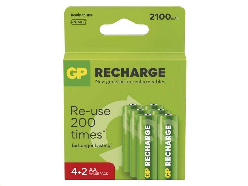 Nabíjacia batéria GP Recharge 2100 AA (HR6), 6 kusov --CENA BLISTR--