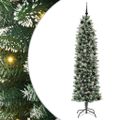 vidaXL Umelý chudý vianočný strom Zelená a biela 210 cm