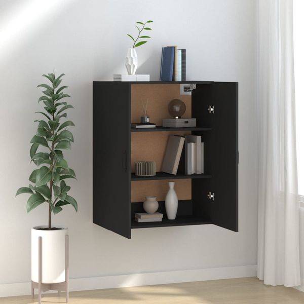 vidaXL Závesná skrinka čierna 69,5x34x90 cm spracované drevo