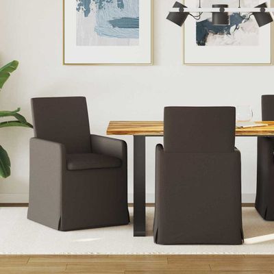 vidaXL Jedálenské stoličky 2 pcs Tmavo šedá 57 x 67 x 95 cm Ľan