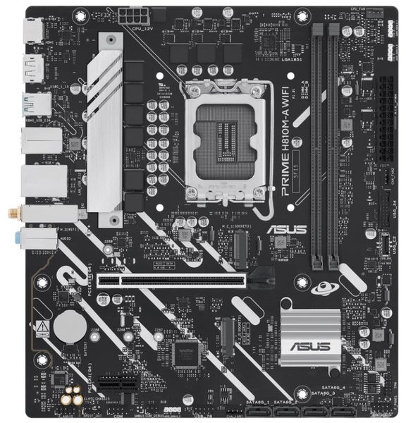 ASUS PRIME H810M-A WIFI Základní deska, Intel H810, LGA1851, 2× DDR5 DIMM (max. 128GB), Wi-Fi, 2× M.2, HDMI, DisplayPort, mATX