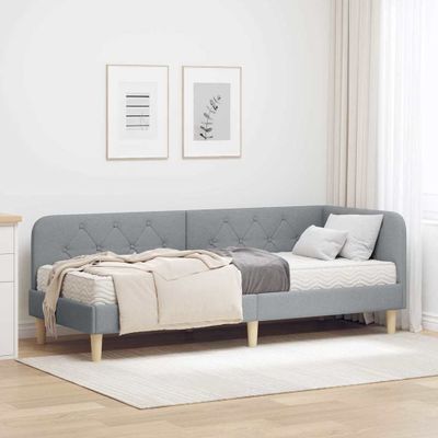 vidaXL Rohový rám postele Svetlosivá 80 x 200 cm látka