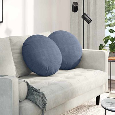 vidaXL Vankúše na sedenie 2 pcs Modrá Ø50 x 19 cm Kordúrová tkanina