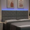 vidaXL LED hlavová doska Svetlosivá látka