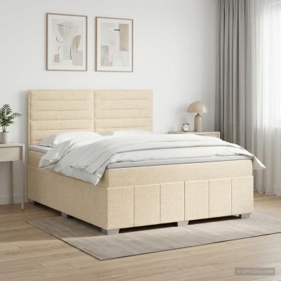 vidaXL Posteľ boxspring s matracom Krémová 140 x 190 cm Látka