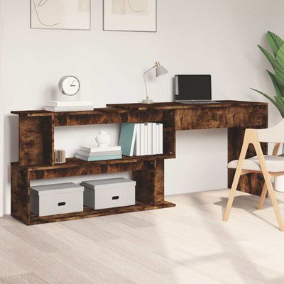 vidaXL Rohový stôl dymový dub 200x50x76 cm spracované drevo