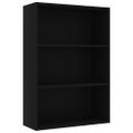 vidaXL Knižnica s 3 policami, čierna 80x30x114 cm, drevotrieska