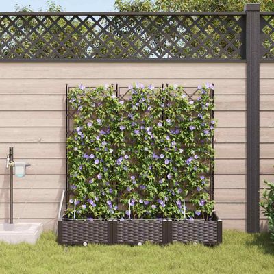 vidaXL Záhradný kvetináč 3 pcs Hnedá 120 x 40 x 126 cm Plast