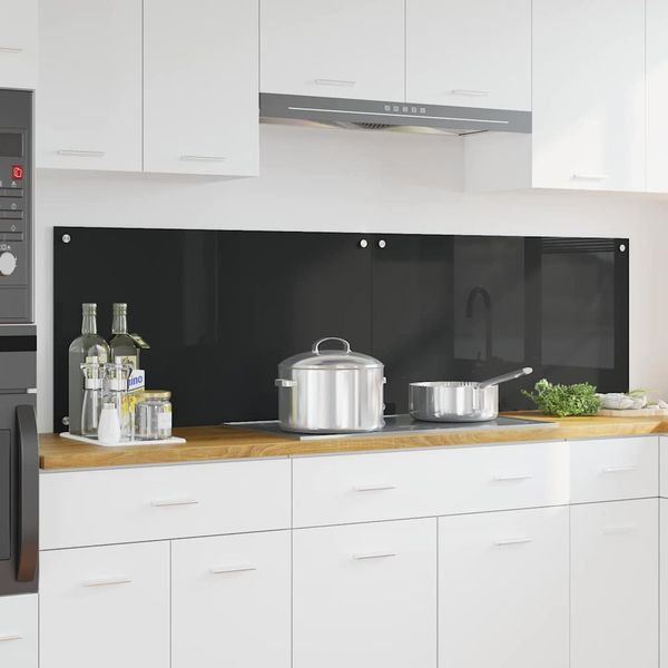vidaXL Kuchynský obklad 2 pcs Čierna 90 x 50 cm tvrdené sklo