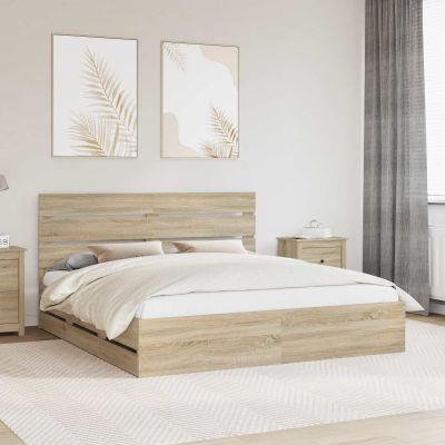 vidaXL Rám postele Sonoma dub 200 x 200 cm Inžinierske drevo