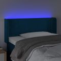 vidaXL Čelo postele s LED tmavomodré 93x16x78/88 cm zamat