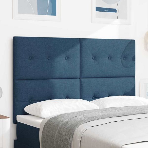 vidaXL LED hlavová doska s LED pásikmi Modrá 144 cm látka