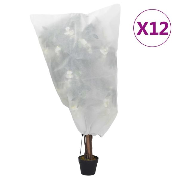 vidaXL Flísové kryty na rastliny so šnúrkou 12 ks 70 g/m²  0,8x1,2 m