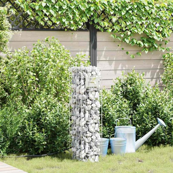 vidaXL Gabiónový faucet Strieborná 25 x 25 x 100 cm Nerezová oceľ